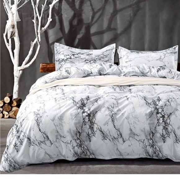 Grey Marble Duvet Cover Set | Queen - Picture 1 of 4